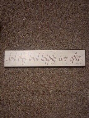 Gold & Cream Wooden Distressed "And They Lived Happily Ever After" Wall Sign -